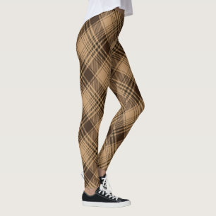 Leggings  Brown Tartan Plaid Rustique Jacquard Motif