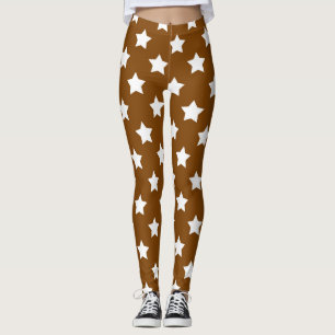 Leggings Brown White Stars Motif décoratif