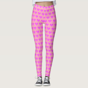 Leggings Bubblegum rose Lilac Love Hearts Valentines Imprim