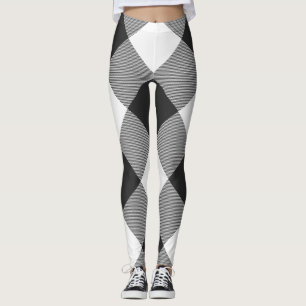 Leggings Buffalo Check blanc et noir Carrés plaid