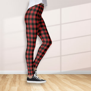 Leggings Buffalo noir de bûcheron rouge plaqué