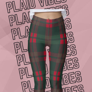 Leggings Buffalo Plaid Noël Motif Vert Rouge Noir