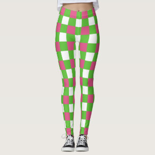 Leggings Buffle rose et vert sororité Plaid