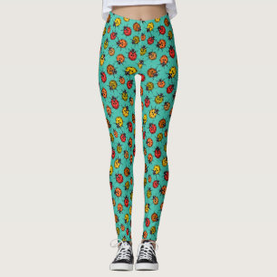 Leggings Bugs colorés sur turquoise