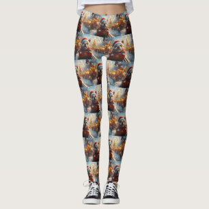 Leggings Bull Terrier Chien Montagnes Russes Noël