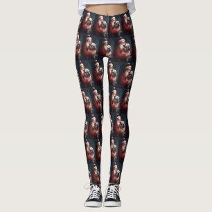 Leggings Bulldog avec Noël Festif du Père Noël