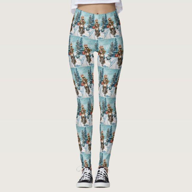 Leggings Bulldog équitation moto Noël (Devant)