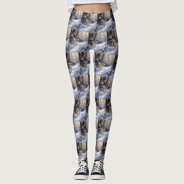 Leggings Bulldog Qu'Il Neige Noël Brossé (Devant)