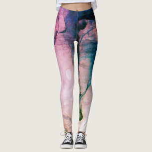 Leggings Bulles bleues roses turquoises d'aquarelle