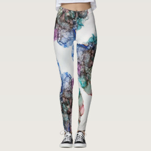 Leggings Bulles colorées Abstraites alcool art de l'encre