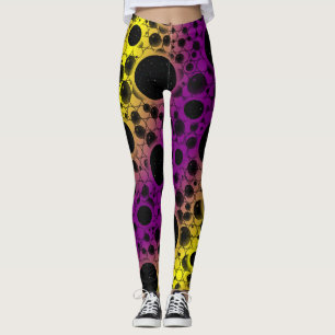 Leggings Bulles d'espace tachetées - Violet/Jaune