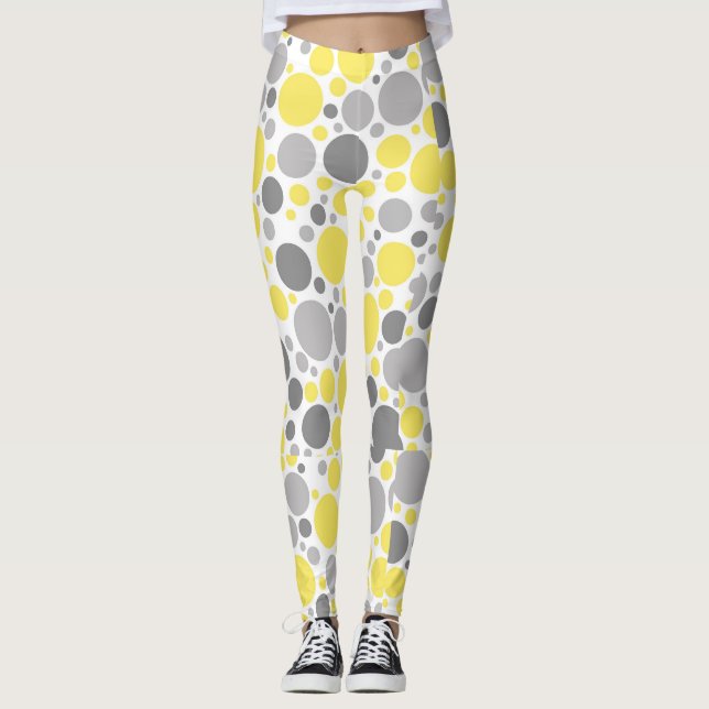 Leggings Bulles Jaunes Grises Modernes (Devant)