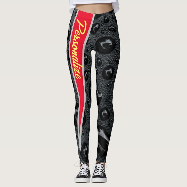 Leggings Bulles noires modernes et tendance Feu rouge perso (Devant)