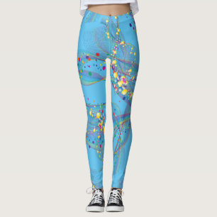 Leggings Bulles torrentielles en multicolores motif L Bleu