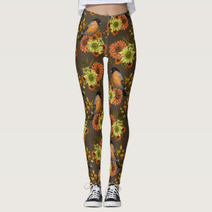 Leggings Bullfinch on autumn floral
