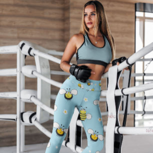 Leggings Bumblebees Bleues Motif Floral Légendes