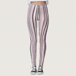 Leggings Burgundy, rose et violet rayures ondulées
