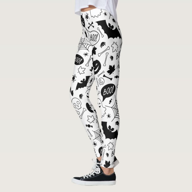 Leggings BW Art Motif Halloween Motif Halloween Art (Gauche)