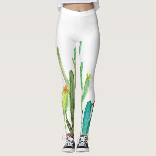Leggings Cactus Cactus Vert Aquarelle Nature Botanique