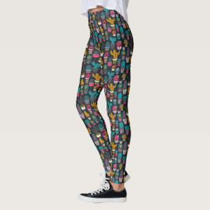 Leggings Cactus dessinés à la main dans le Motif Style d'
