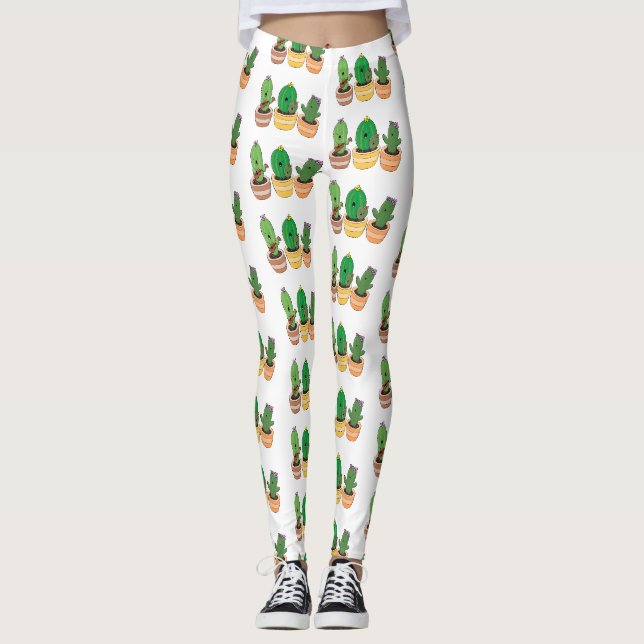 Leggings Cactus trio chantante mignonne dessin animé (Devant)