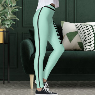 Leggings Cadeau amusant à rayures sarcelle clair et noir av