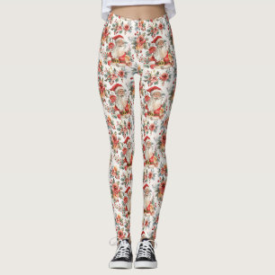 Leggings Cadeau d'anniversaire Festif Père Noël et Floral