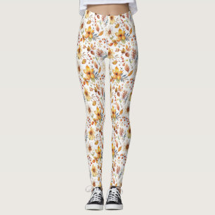 Leggings Cadeau d'anniversaire   Floral automnal aquarelle