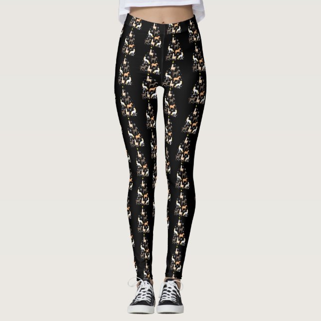 Leggings Cadeau équestre mignon d'arbre de Noël de cheval (Devant)