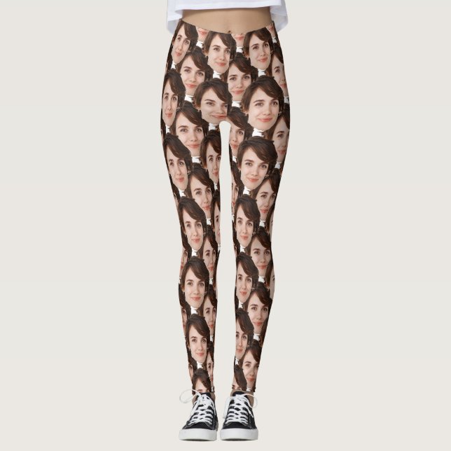 Leggings Cadeau moderne pour elle avec des visages unique F (Devant)