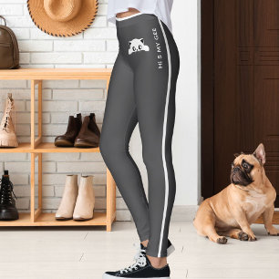 Leggings Cadeau personnalisé de chat mignon gris blanc rayu