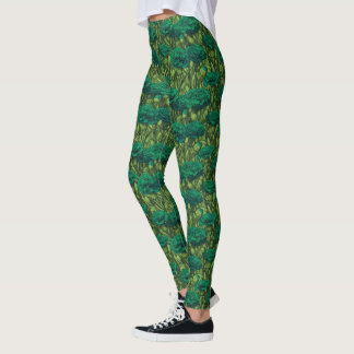 Leggings Cadeaux de Fleur d'Oeillet de Yoga Vert pour Grand