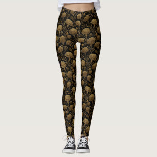 Leggings Cadeaux de mariage floraux de yoga en oeillet doré