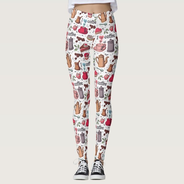 Leggings Café mignon et conception de gâteaux (Devant)