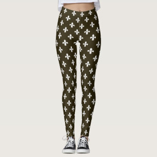 Leggings Café Mocha Neutral Fleur de Lys