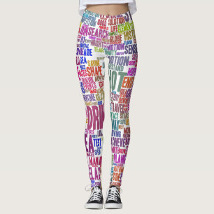 Leggings Café Nuage de Mots Texte Motif Tasse Thé