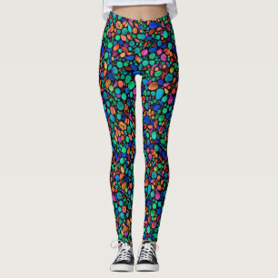 Leggings Cailloux de mer colorés abstraits en aquarelle à p