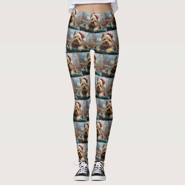 Leggings Cairn Terrier Dog Roller Dessous de verre Noël (Devant)