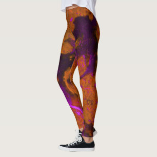 Leggings Calcaire Abstrait dans les violets et l'orange brû