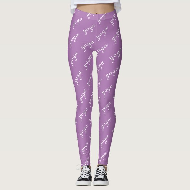 Leggings Calligraphie violet et blanc modifiable (Devant)