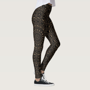 Leggings Camel Tan Mandala avec une symétrie élégante