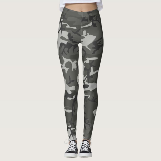 Leggings Caméra gris et noir personnalisé (Devant)
