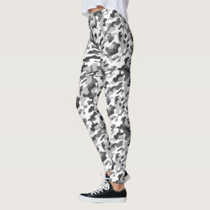 Leggings Camo d'impression tendance noir, blanc et gris