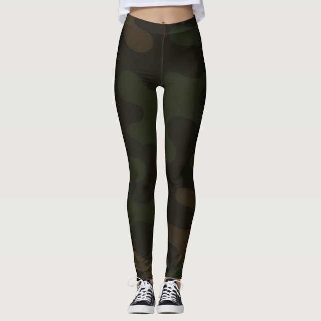 Leggings Camo élégant Noir foncé profond Tons Charbon Moder (Devant)