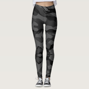 Leggings camo militaire noir gris motif