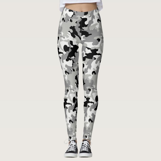 Leggings Camo noir gris et blanc - Legs (Devant)