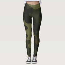 Leggings Camo Yoga Terre Vert Browns Black Accents Moderne