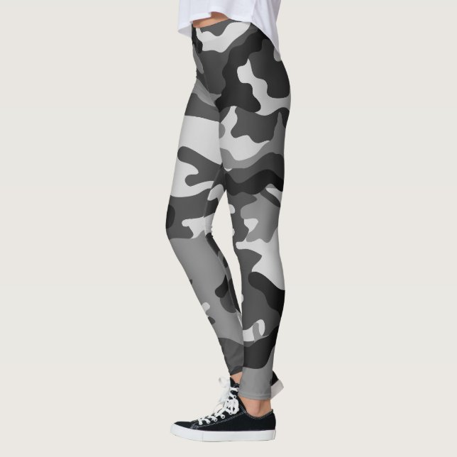 Leggings Camouflage de l'armée noir, gris, graphisme, 019. (Gauche)