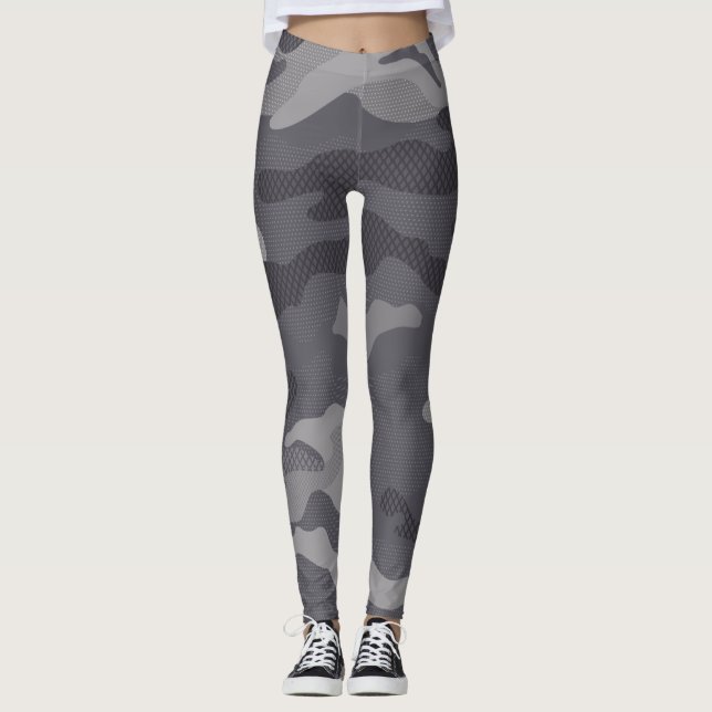 Leggings Camouflage de texture grise. Camo ton (Devant)