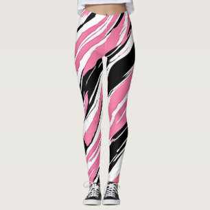 Leggings camouflage en bande de tigre rose et blan